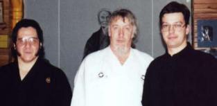 Menkyokaiden Shihan Del Cueto, Joden Shihan Roland Maroteaux, Renshi Cristian Laiber la seminarul de Daito Ryu din Paris , 1999